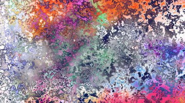 Soyut pas benzeri organik doku, canlı mermer renkler, paslanmış metal yüzey etkisi ve anlamlı kaotik desen.