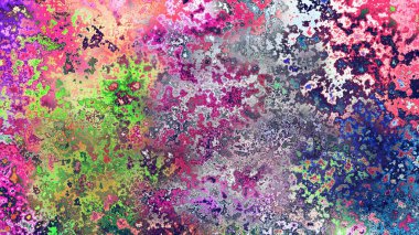 Soyut pas benzeri organik doku, canlı mermer renkler, paslanmış metal yüzey etkisi ve anlamlı kaotik desen.