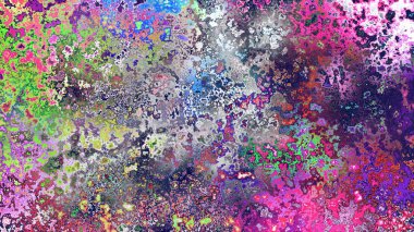 Soyut pas benzeri organik doku, canlı mermer renkler, paslanmış metal yüzey etkisi ve anlamlı kaotik desen.