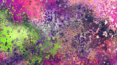 Soyut pas benzeri organik doku, canlı mermer renkler, paslanmış metal yüzey etkisi ve anlamlı kaotik desen.