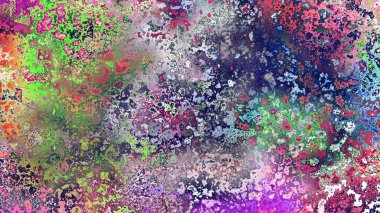 Soyut pas benzeri organik doku, canlı mermer renkler, paslanmış metal yüzey etkisi ve anlamlı kaotik desen.