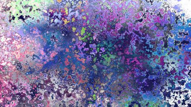 Soyut pas benzeri organik doku, canlı mermer renkler, paslanmış metal yüzey etkisi ve anlamlı kaotik desen.