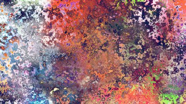 Soyut pas benzeri organik doku, canlı mermer renkler, paslanmış metal yüzey etkisi ve anlamlı kaotik desen.