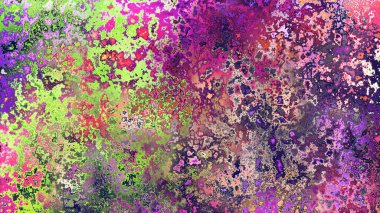 Soyut pas benzeri organik doku, canlı mermer renkler, paslanmış metal yüzey etkisi ve anlamlı kaotik desen.