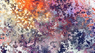 Soyut pas benzeri organik doku, canlı mermer renkler, paslanmış metal yüzey etkisi ve anlamlı kaotik desen.