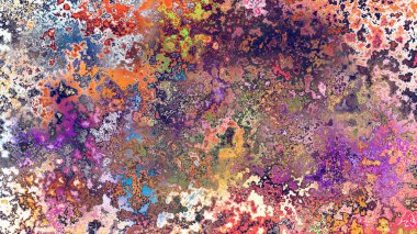 Soyut pas benzeri organik doku, canlı mermer renkler, paslanmış metal yüzey etkisi ve anlamlı kaotik desen.