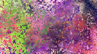 Soyut pas benzeri organik doku, canlı mermer renkler, paslanmış metal yüzey etkisi ve anlamlı kaotik desen.