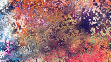 Soyut pas benzeri organik doku, canlı mermer renkler, paslanmış metal yüzey etkisi ve anlamlı kaotik desen.