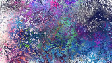 Soyut pas benzeri organik doku, canlı mermer renkler, paslanmış metal yüzey etkisi ve anlamlı kaotik desen.