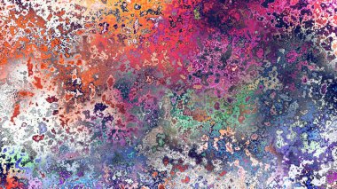 Soyut pas benzeri organik doku, canlı mermer renkler, paslanmış metal yüzey etkisi ve anlamlı kaotik desen.