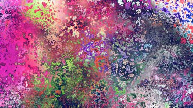 Soyut pas benzeri organik doku, canlı mermer renkler, paslanmış metal yüzey etkisi ve anlamlı kaotik desen.