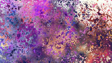 Soyut pas benzeri organik doku, canlı mermer renkler, paslanmış metal yüzey etkisi ve anlamlı kaotik desen.