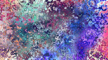 Soyut pas benzeri organik doku, canlı mermer renkler, paslanmış metal yüzey etkisi ve anlamlı kaotik desen.