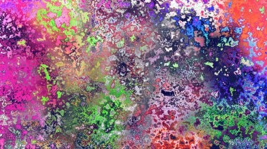 Soyut pas benzeri organik doku, canlı mermer renkler, paslanmış metal yüzey etkisi ve anlamlı kaotik desen.