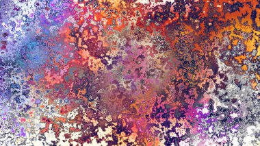 Soyut pas benzeri organik doku, canlı mermer renkler, paslanmış metal yüzey etkisi ve anlamlı kaotik desen.