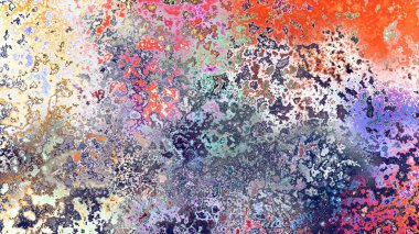 Soyut pas benzeri organik doku, canlı mermer renkler, paslanmış metal yüzey etkisi ve anlamlı kaotik desen.