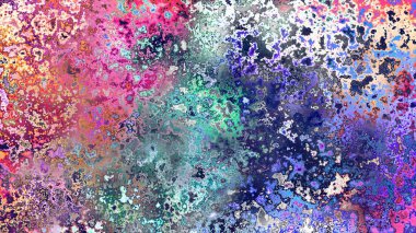 Soyut pas benzeri organik doku, canlı mermer renkler, paslanmış metal yüzey etkisi ve anlamlı kaotik desen.