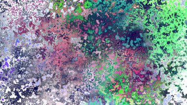 Soyut pas benzeri organik doku, canlı mermer renkler, paslanmış metal yüzey etkisi ve anlamlı kaotik desen.