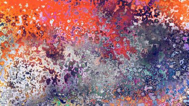 Soyut pas benzeri organik doku, canlı mermer renkler, paslanmış metal yüzey etkisi ve anlamlı kaotik desen.