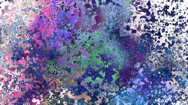 Soyut pas benzeri organik doku, canlı mermer renkler, paslanmış metal yüzey etkisi ve anlamlı kaotik desen.