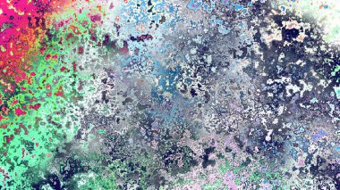 Soyut pas benzeri organik doku, canlı mermer renkler, paslanmış metal yüzey etkisi ve anlamlı kaotik desen.