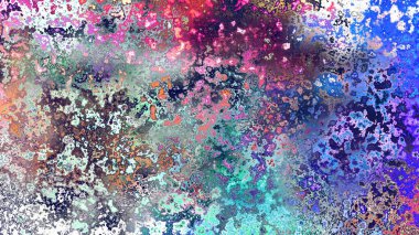 Soyut pas benzeri organik doku, canlı mermer renkler, paslanmış metal yüzey etkisi ve anlamlı kaotik desen.