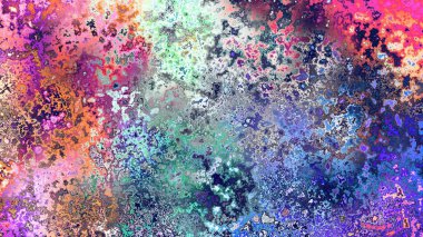 Soyut pas benzeri organik doku, canlı mermer renkler, paslanmış metal yüzey etkisi ve anlamlı kaotik desen.