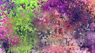 Soyut pas benzeri organik doku, canlı mermer renkler, paslanmış metal yüzey etkisi ve anlamlı kaotik desen.