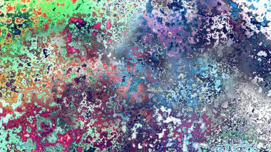 Soyut pas benzeri organik doku, canlı mermer renkler, paslanmış metal yüzey etkisi ve anlamlı kaotik desen.