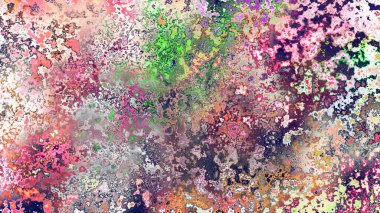 Soyut pas benzeri organik doku, canlı mermer renkler, paslanmış metal yüzey etkisi ve anlamlı kaotik desen.