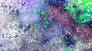 Soyut pas benzeri organik doku, canlı mermer renkler, paslanmış metal yüzey etkisi ve anlamlı kaotik desen.