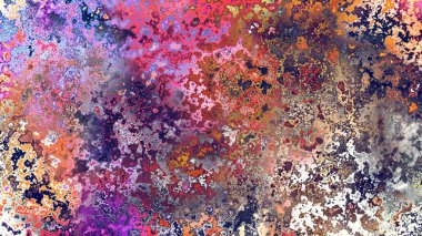 Soyut pas benzeri organik doku, canlı mermer renkler, paslanmış metal yüzey etkisi ve anlamlı kaotik desen.