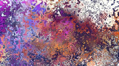 Soyut pas benzeri organik doku, canlı mermer renkler, paslanmış metal yüzey etkisi ve anlamlı kaotik desen.