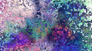 Soyut pas benzeri organik doku, canlı mermer renkler, paslanmış metal yüzey etkisi ve anlamlı kaotik desen.