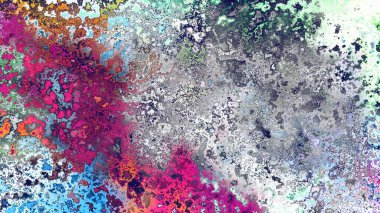 Soyut pas benzeri organik doku, canlı mermer renkler, paslanmış metal yüzey etkisi ve anlamlı kaotik desen.