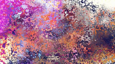 Soyut pas benzeri organik doku, canlı mermer renkler, paslanmış metal yüzey etkisi ve anlamlı kaotik desen.