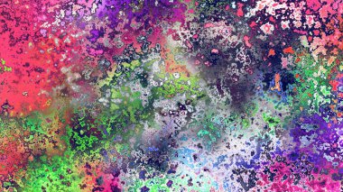 Soyut pas benzeri organik doku, canlı mermer renkler, paslanmış metal yüzey etkisi ve anlamlı kaotik desen.