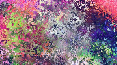 Soyut pas benzeri organik doku, canlı mermer renkler, paslanmış metal yüzey etkisi ve anlamlı kaotik desen.