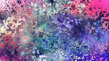 Soyut pas benzeri organik doku, canlı mermer renkler, paslanmış metal yüzey etkisi ve anlamlı kaotik desen.