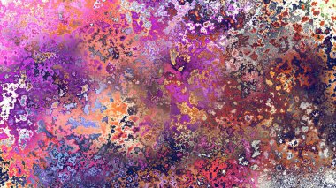 Soyut pas benzeri organik doku, canlı mermer renkler, paslanmış metal yüzey etkisi ve anlamlı kaotik desen.