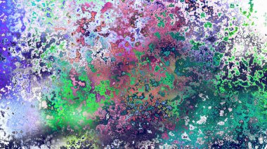 Soyut pas benzeri organik doku, canlı mermer renkler, paslanmış metal yüzey etkisi ve anlamlı kaotik desen.