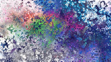 Soyut pas benzeri organik doku, canlı mermer renkler, paslanmış metal yüzey etkisi ve anlamlı kaotik desen.