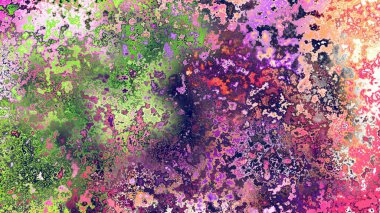 Soyut pas benzeri organik doku, canlı mermer renkler, paslanmış metal yüzey etkisi ve anlamlı kaotik desen.