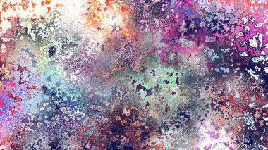 Soyut pas benzeri organik doku, canlı mermer renkler, paslanmış metal yüzey etkisi ve anlamlı kaotik desen.