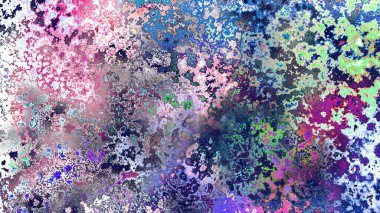 Soyut pas benzeri organik doku, canlı mermer renkler, paslanmış metal yüzey etkisi ve anlamlı kaotik desen.