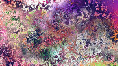 Soyut pas benzeri organik doku, canlı mermer renkler, paslanmış metal yüzey etkisi ve anlamlı kaotik desen.