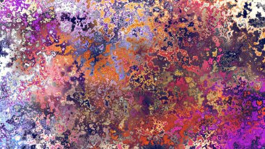 Soyut pas benzeri organik doku, canlı mermer renkler, paslanmış metal yüzey etkisi ve anlamlı kaotik desen.