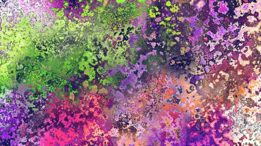 Soyut pas benzeri organik doku, canlı mermer renkler, paslanmış metal yüzey etkisi ve anlamlı kaotik desen.