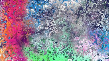 Soyut pas benzeri organik doku, canlı mermer renkler, paslanmış metal yüzey etkisi ve anlamlı kaotik desen.