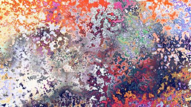 Soyut pas benzeri organik doku, canlı mermer renkler, paslanmış metal yüzey etkisi ve anlamlı kaotik desen.